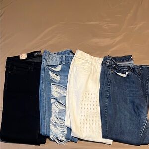 Women's Blue and White Jeans